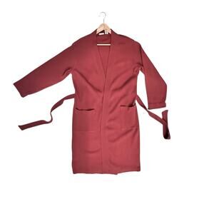 L.L. Bean Waffle Knit Cotton Blend Robe Brick Red Orange Lounge Cabin